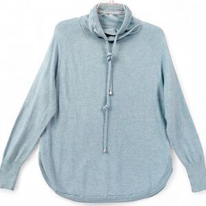 Cynthia Rowley Sweater Womens Large Blue Heather Cowl Neck Merino Wool Pullover